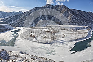 The confluence of the Chuya and Katun rivers. Russia