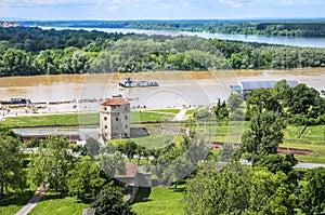 Confluence of Danube and Sava river in Belgrade