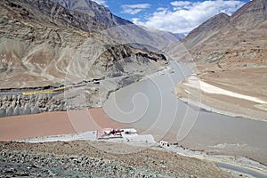 Confluence of the Indus and Zanskarar rivers, Ladakh, India photo