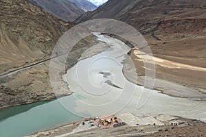 Confluence of the Indus and Zanskar Rivers.