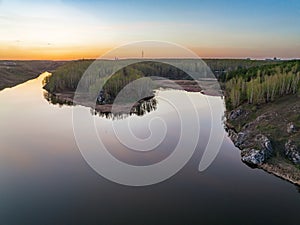 Confluence of the Iset and Kamenka rivers in the city Kamensk-Uralskiy. Iset and Kamenka rivers, Kamensk-Uralskiy, Sverdlovsk