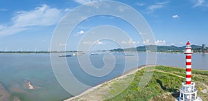 the confluence of Poyang lake and the Yangtze river landscape