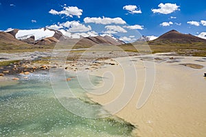 Confluence of pure and muddy rivers photo