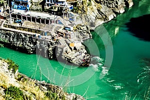 Confluence of River Bhagirathi and River Alkananda in Debprayad. Uttarakhand, India.