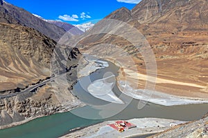 Confluence of River Zanskar and River Indus photo