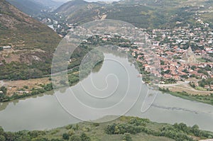 Confluence of rivers Aragvi and Kura