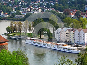 Confluence of rivers Danube and Inn photo