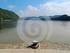 Confluence of rivers Inn, Danube and Ilz