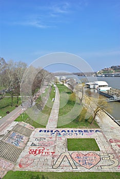Confluence of Save and Danube River - View from Branko`s Bridge