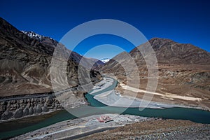 Confluence of Sindhu (Indus) and Zanskar Rivers near Leh, Ladakh