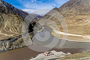 Confluence of Zanskar and Indus rivers