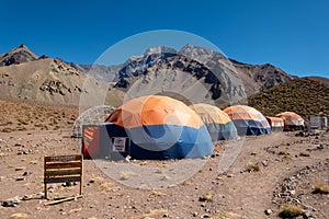 Confluencia Tent Domes and Camping Area with Restaurant Post Sign