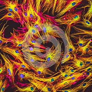 Confocal microscopy of fibroblast cells