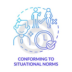 Conforming to situational norms blue gradient concept icon