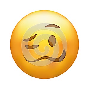 Confounded emoji. Confused emoticon with jagged mouth