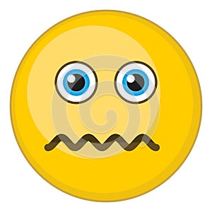 Confounded face emoji. Round yellow emoticon. Frustration symbol