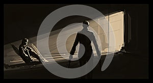 Confrontation in a Dimly Lit Corridor