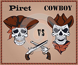 Confrontation pirate against cowboy