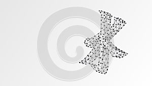 Confucianism symbol. Abstract, digital, wireframe, low poly mesh, vector white origami 3d illustration. Sign of Hundred Schools of
