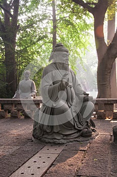 Confucius sitting statue Taiqing Palace Qingdao China