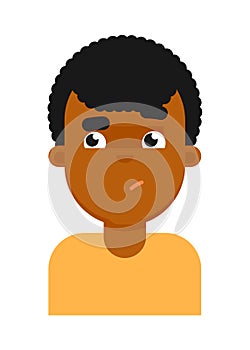 Confuse facial expression of black boy avatar