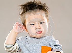 Confused asian baby