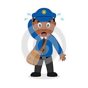 Confused Black Mailman Cartoon Character