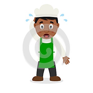 Confused Black Male Pizza Chef Character