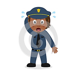 Confused Black Policewoman Character