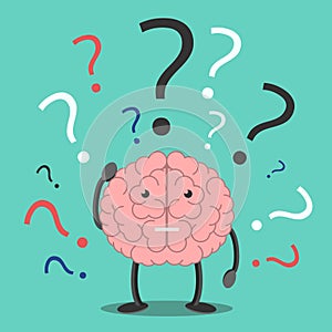 Confused brain character thinking