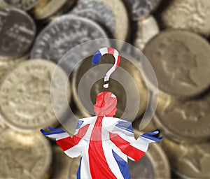 Confused British silhouette over British pound