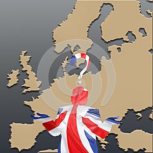 Confused British silhouette over Europe