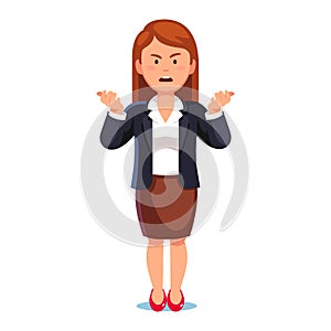 Confused business woman or boss expressing anger