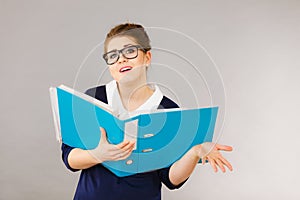 Confused business woman thinking about problem solution