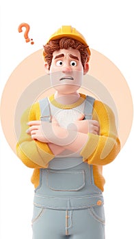Confused Construction Worker Pondering a Problem