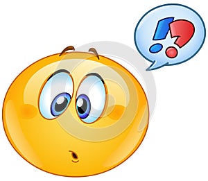 Confused emoticon with speech bubble