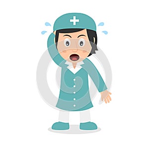 Confused Female Nurse Cartoon Character
