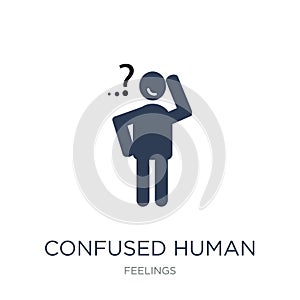 confused human icon. Trendy flat vector confused human icon on w