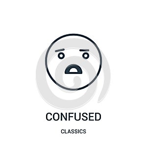 confused icon vector from classics collection. Thin line confused outline icon vector illustration. Linear symbol