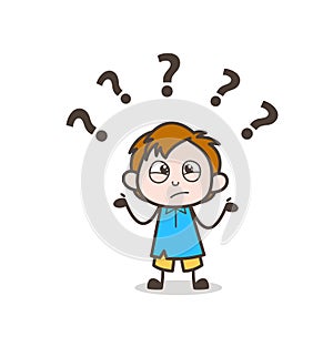 Confused Little Boy Expression - Cute Cartoon Kid Vector