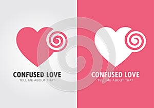 Confused Love. Heart and twirl.