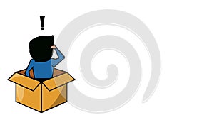 Confused man in box HD animation