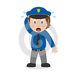 Confused Policewoman Cartoon Character