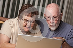 Confused Senior Adult Couple Having Fun on the Computer