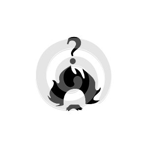 Confused teacher with question mark icon. Einstein sign
