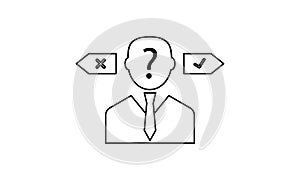 Confusion in decision making vector icon.