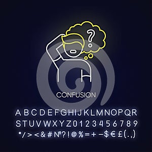 Confusion neon light icon