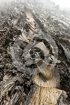 Congealed lava near active volcano Tolbachik, Kamchatka, Russia