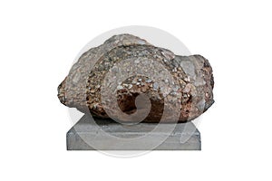 Conglomerate rock stone isolated on white background.