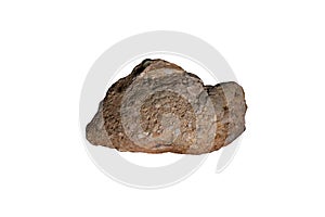 Conglomerate rock stone isolated on white background.